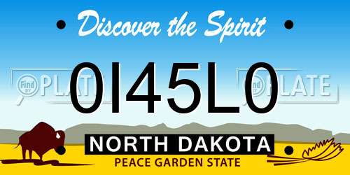 0I45L0 North Dakota License Plate