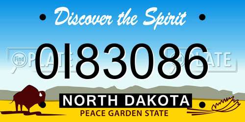 0I83086 North Dakota License Plate