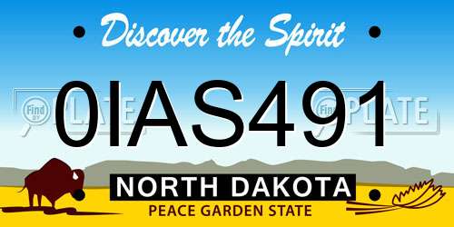0IAS491 North Dakota License Plate