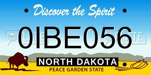0IBE056 North Dakota License Plate