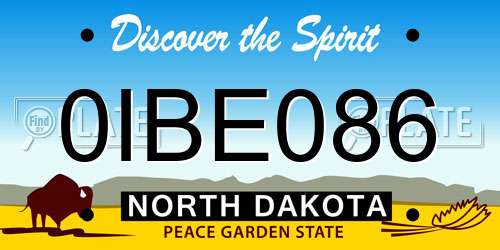 0IBE086 North Dakota License Plate