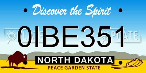 0IBE351 North Dakota License Plate