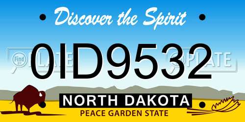 0ID9532 North Dakota License Plate