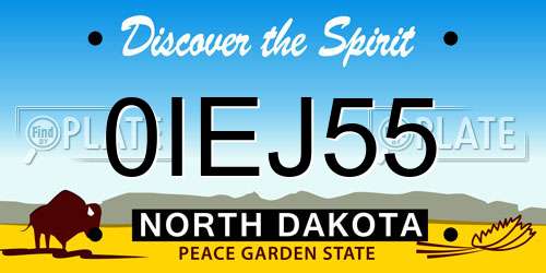 0IEJ55 North Dakota License Plate