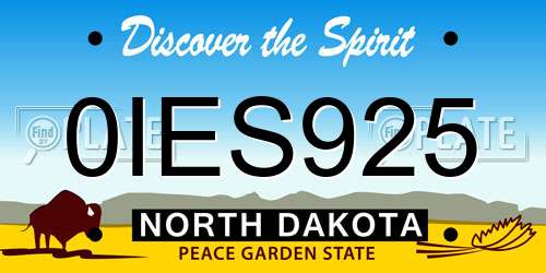 0IES925 North Dakota License Plate