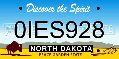 0IES928 North Dakota License Plate
