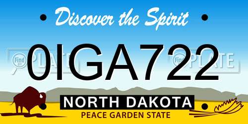 0IGA722 North Dakota License Plate