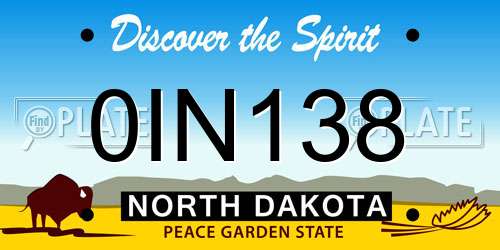 0IN138 North Dakota License Plate