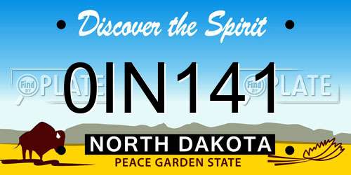 0IN141 North Dakota License Plate