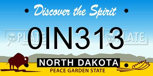 0IN313 North Dakota License Plate