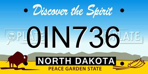 0IN736 North Dakota License Plate