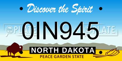 0IN945 North Dakota License Plate