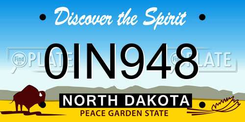 0IN948 North Dakota License Plate
