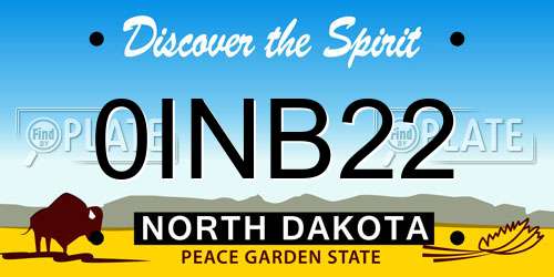 0INB22 North Dakota License Plate