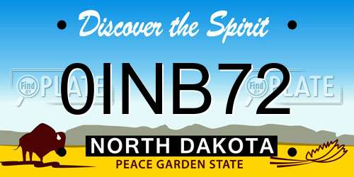 0INB72 North Dakota License Plate
