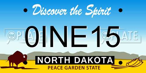 0INE15 North Dakota License Plate