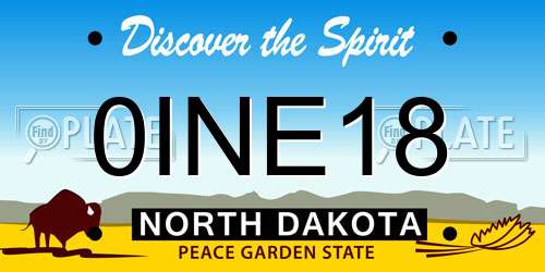 0INE18 North Dakota License Plate