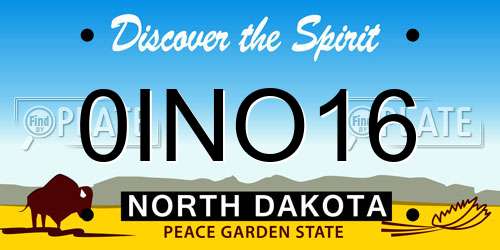 0INO16 North Dakota License Plate