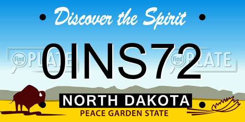 0INS72 North Dakota License Plate