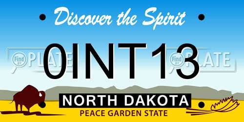 0INT13 North Dakota License Plate