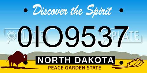 0IO9537 North Dakota License Plate