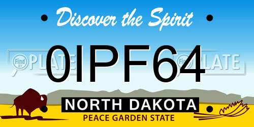 0IPF64 North Dakota License Plate