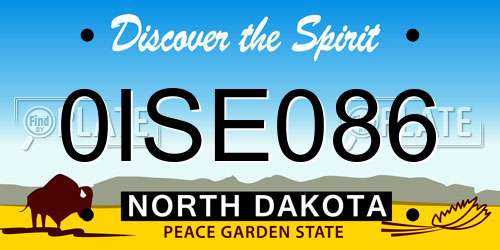 0ISE086 North Dakota License Plate