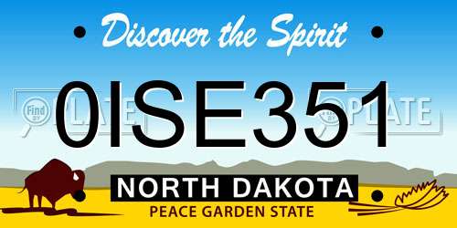 0ISE351 North Dakota License Plate