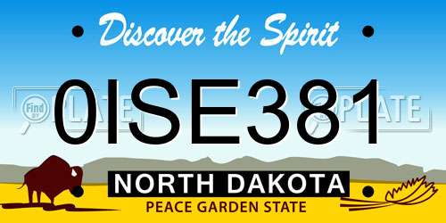 0ISE381 North Dakota License Plate
