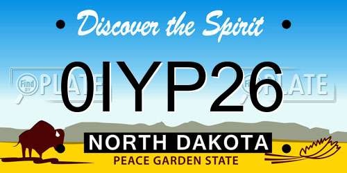 0IYP26 North Dakota License Plate