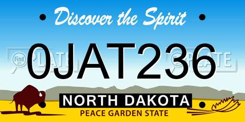 0JAT236 North Dakota License Plate