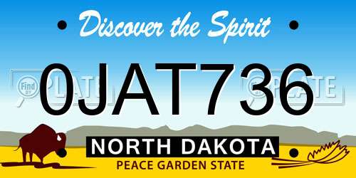 0JAT736 North Dakota License Plate