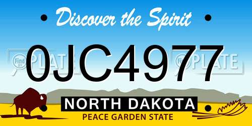 0JC4977 North Dakota License Plate