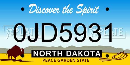0JD5931 North Dakota License Plate