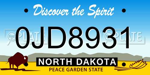 0JD8931 North Dakota License Plate