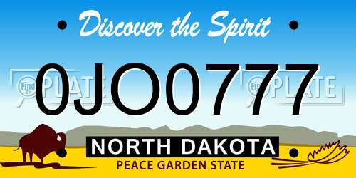 0JO0777 North Dakota License Plate