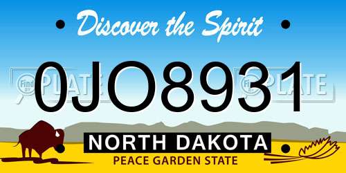 0JO8931 North Dakota License Plate