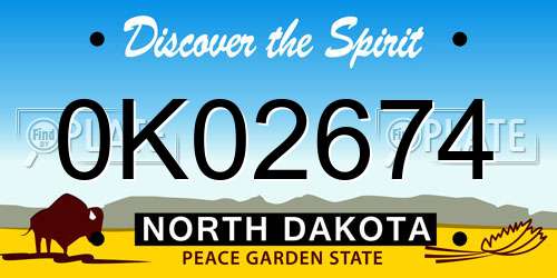 0K02674 North Dakota License Plate