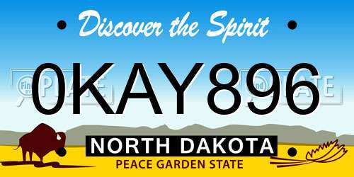 0KAY896 North Dakota License Plate