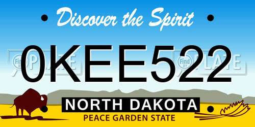 0KEE522 North Dakota License Plate