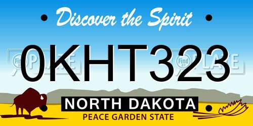 0KHT323 North Dakota License Plate