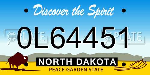 0L64451 North Dakota License Plate