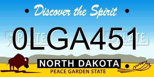 0LGA451 North Dakota License Plate