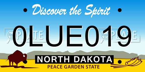 0LUE019 North Dakota License Plate