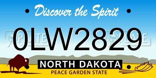 0LW2829 North Dakota License Plate