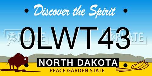 0LWT43 North Dakota License Plate