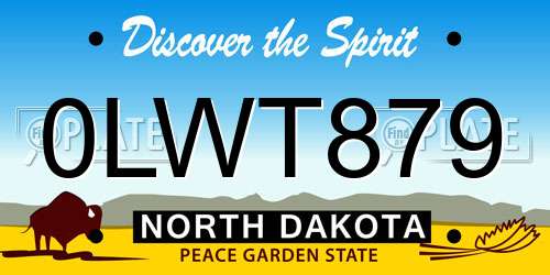0LWT879 North Dakota License Plate