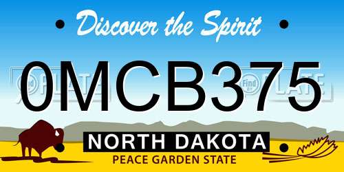 0MCB375 North Dakota License Plate
