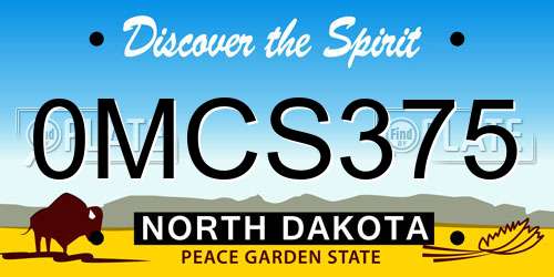 0MCS375 North Dakota License Plate