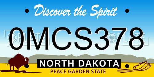 0MCS378 North Dakota License Plate